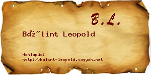 Bálint Leopold névjegykártya
